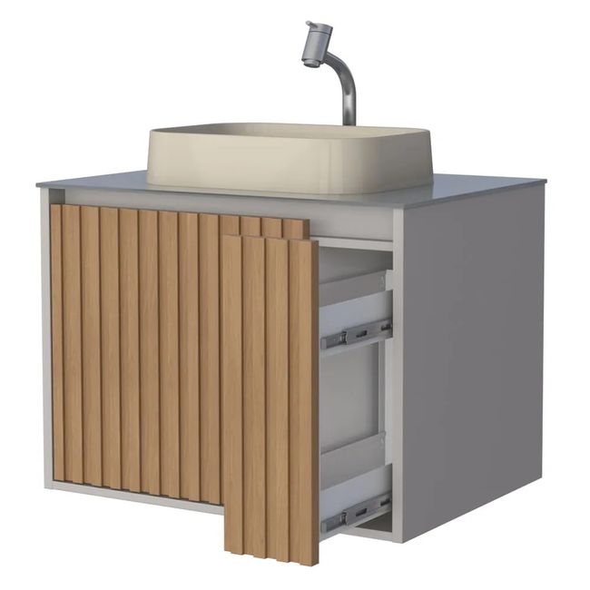 Toucador Banheiro Madeira Tulipa 60X57X44 Nude Jequitibá Cozimax