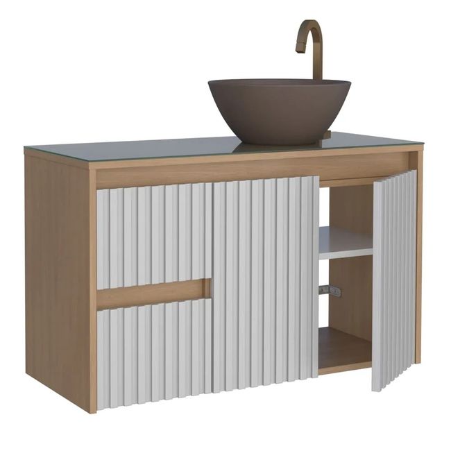 Toucador Banheiro Madeira Sakura 88X56X36 Jequitibá Off White Cozimax