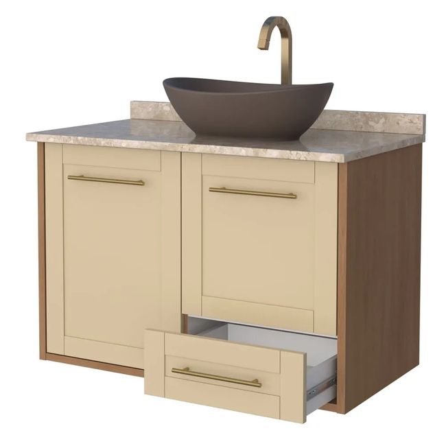 Toucador Banheiro Madeira Petúnia 80X59X45 Jequitibá Areia Cozimax