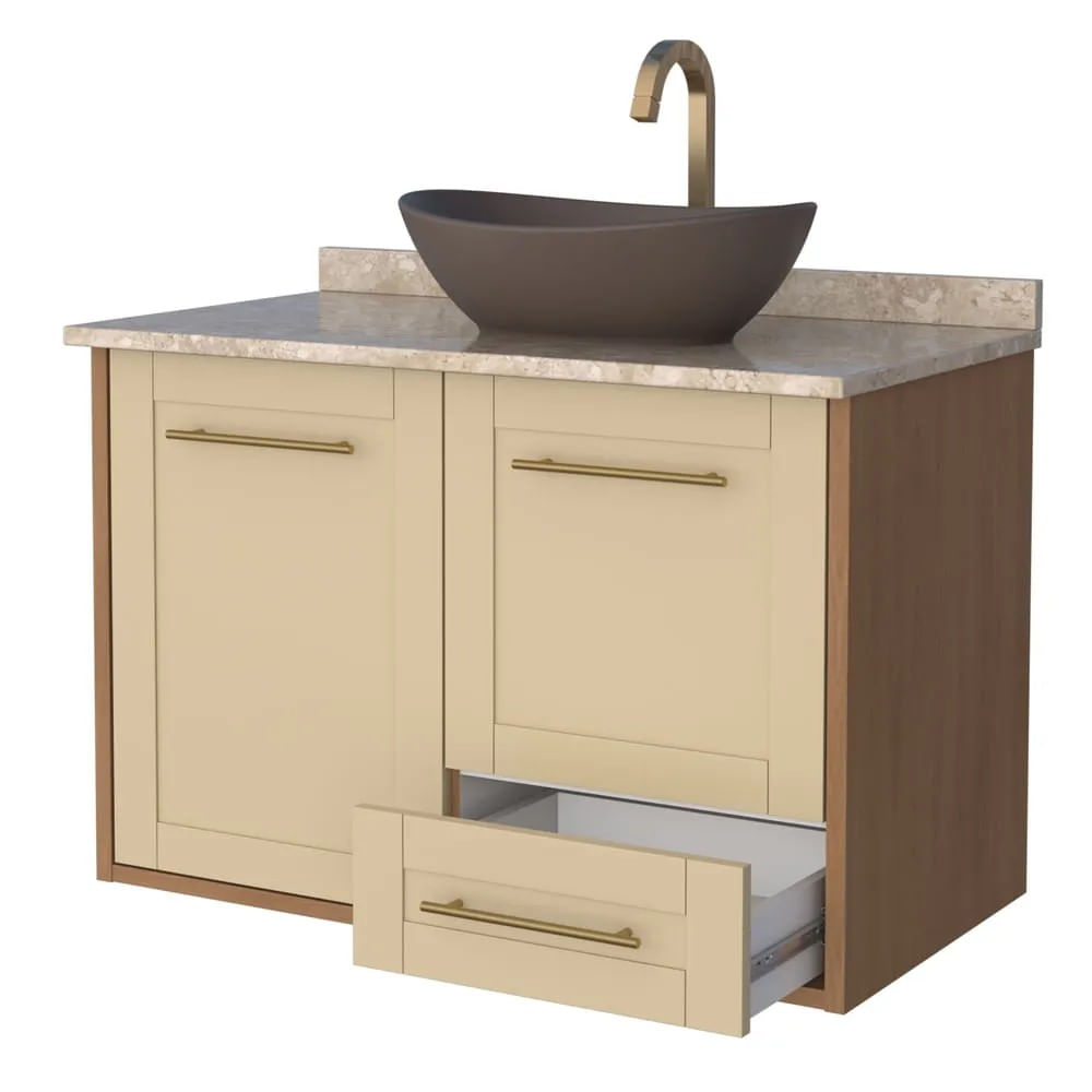 Toucador Banheiro Madeira Petúnia 80X59X45 Jequitibá Areia Cozimax