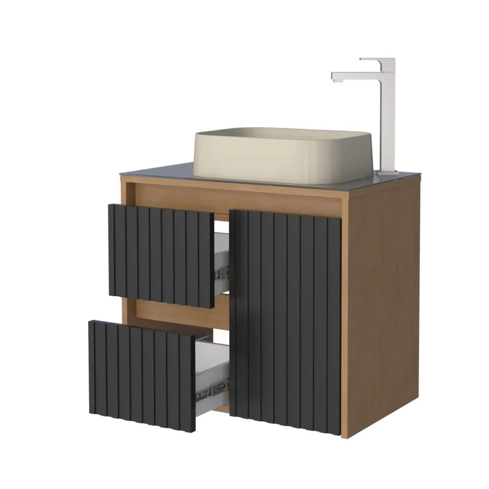 Toucador Madeira Kyoto 61X54X36Cm Jequitiba Preto Cozimax