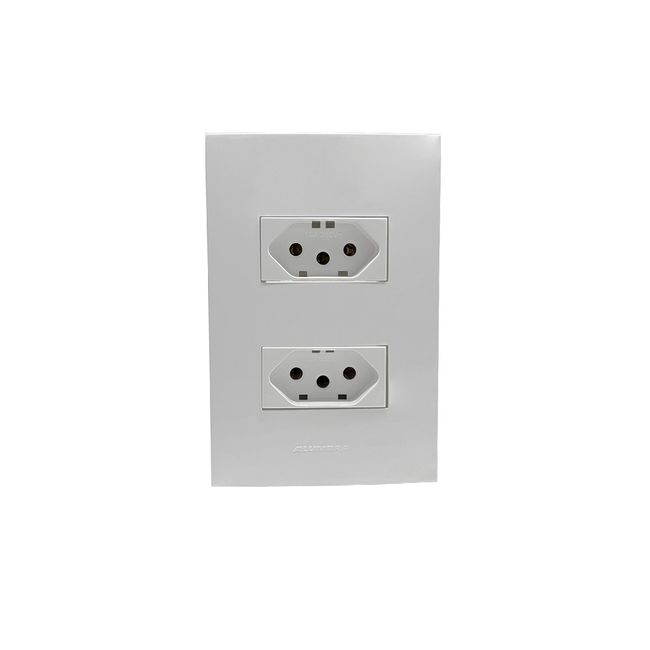 Conjunto 2 Tomadas 2P T 10A 250V~ Com Placa 4x2 Linha Inova Pro Branco Alumbra