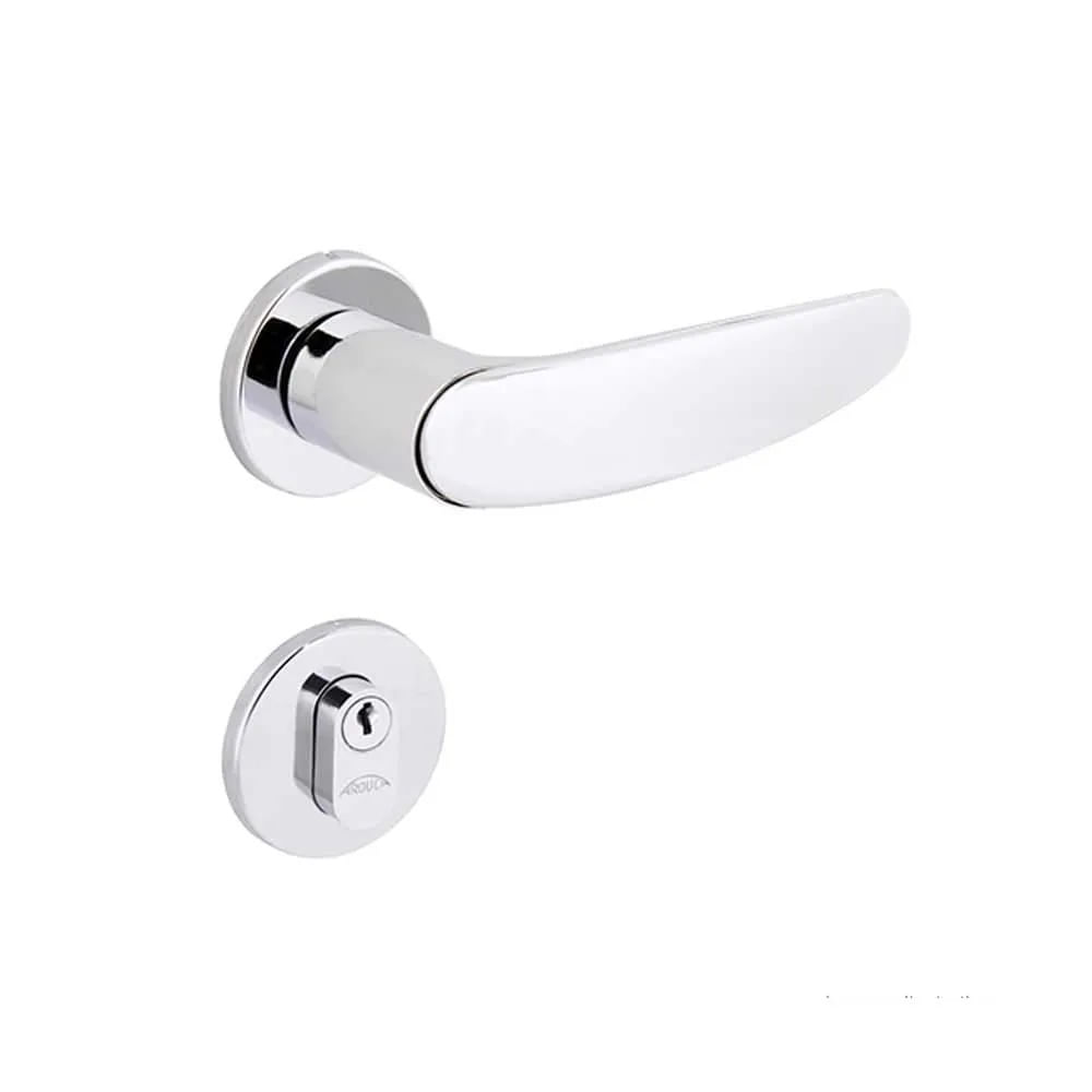 Fechadura externa em aço inox e zamac Verona Polo Z 19,5x7,99cm cromada Arouca