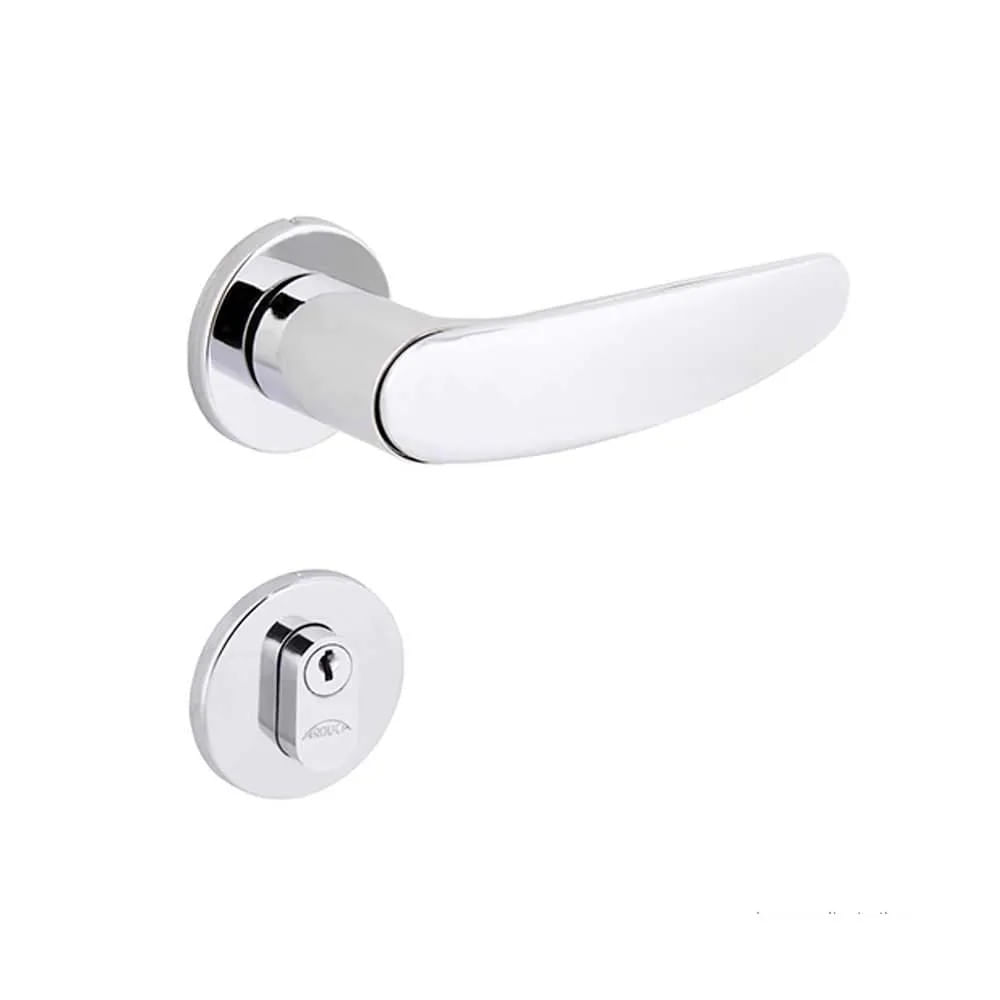 Fechadura externa em aço inox e zamac Verona Polo Z 18x6,15cm cromada Arouca