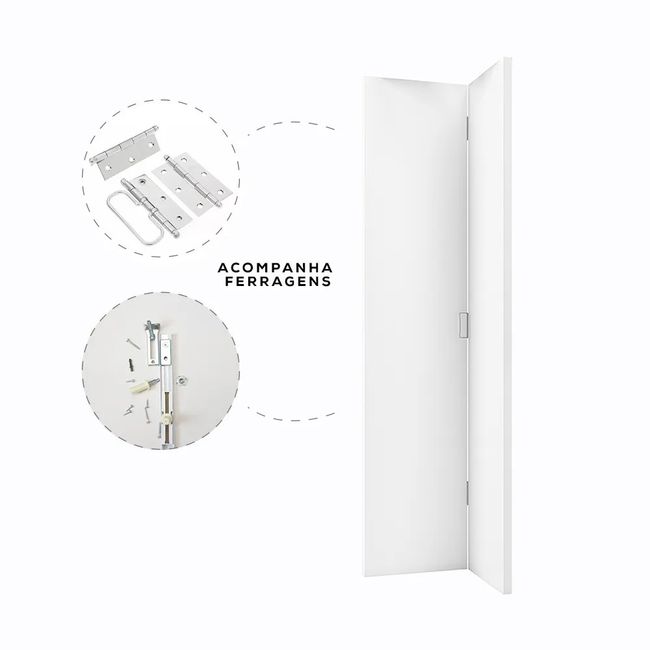 Folha Porta Duo Lisa Camarão Primer Branco 210x80 Com Ferragens Vert