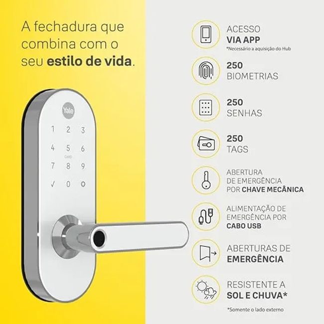 Combo Fechadura Digital Ymc 420W Br Yale Connect