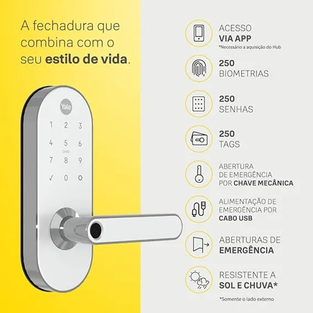Combo Fechadura Digital Ymc 420W Br Yale Connect