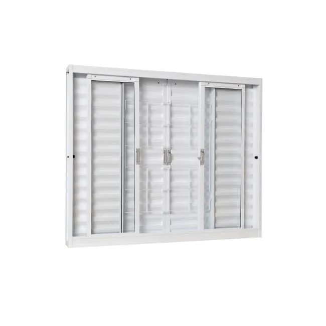 Janela Veneziana De Aço Com Grade Quadriculada 120x100x12 Com Vidro Liso Branca Unicsol Ramassol