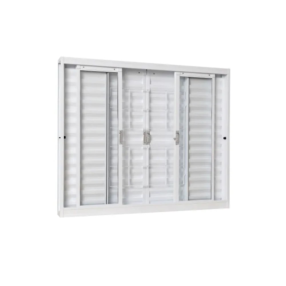 Janela Veneziana De Aço Com Grade Quadriculada 120x100x12 Com Vidro Liso Branca Unicsol Ramassol