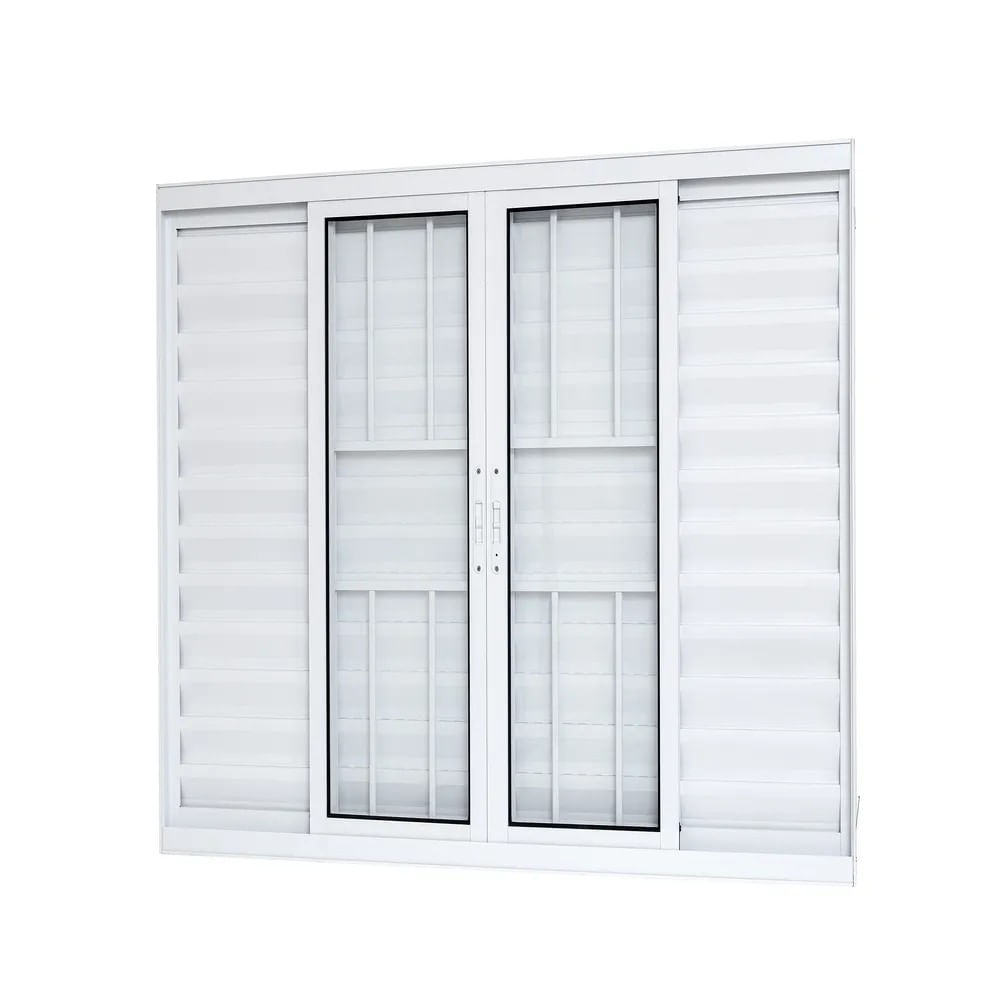 Janela Alumínio Veneziana Grade Oval Vidro Liso 6 Folhas 150X100X9,3 Branco Brize Ramassol