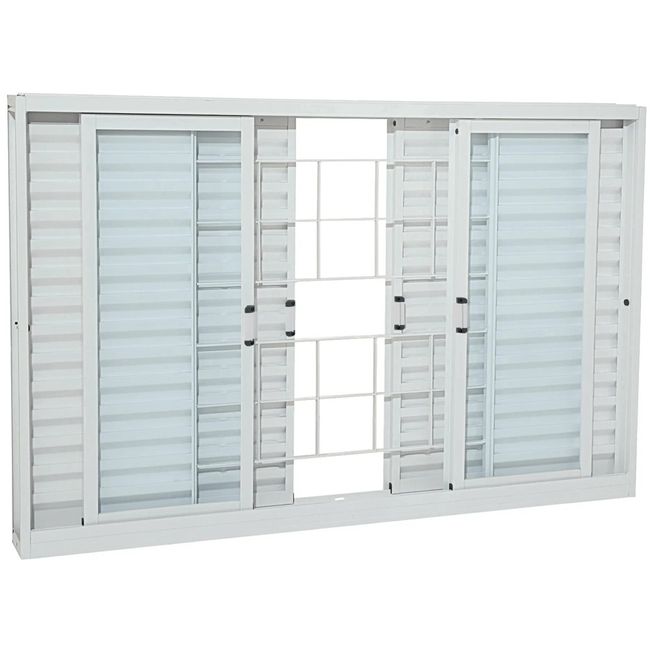 Janela Veneziana Aço Branco Grade Quadriculada 6 Folhas 100x150x12 Prátika Sasazaki