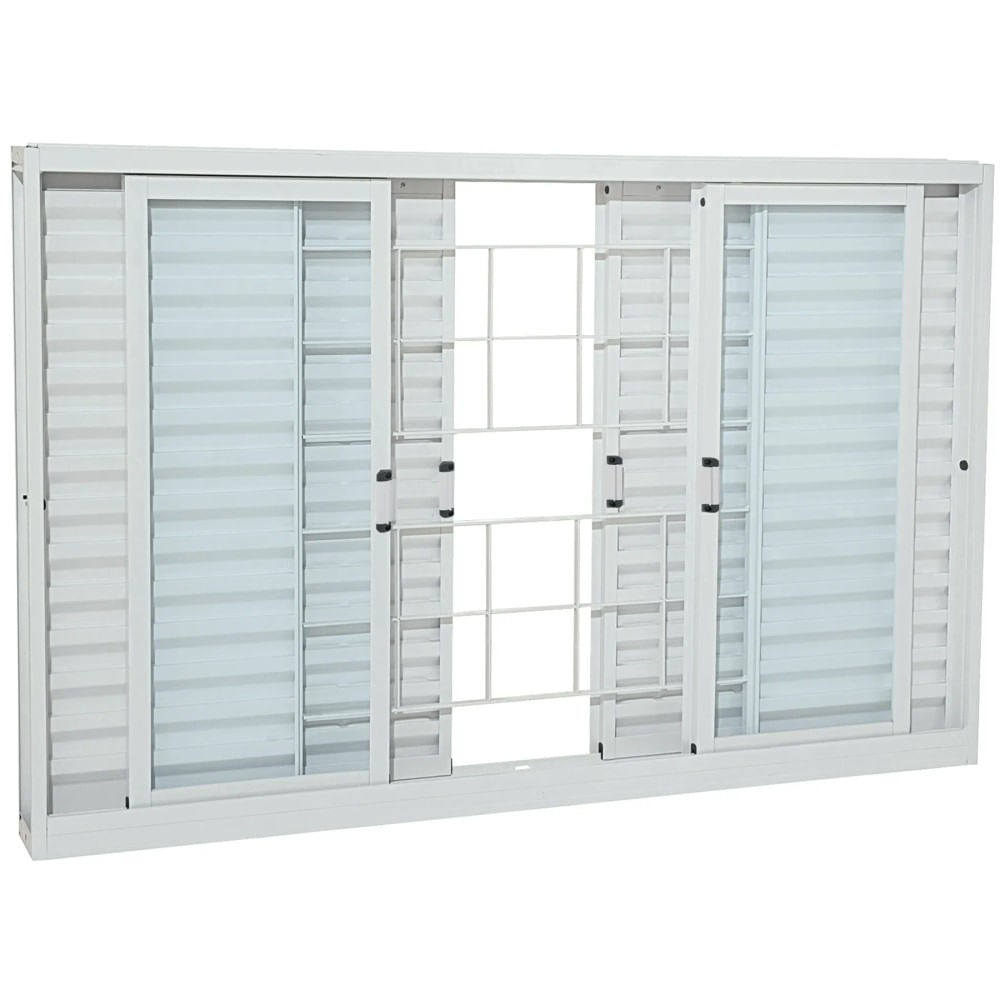 Janela Veneziana Aço Branco Grade Quadriculada 6 Folhas 100x150x12 Prátika Sasazaki