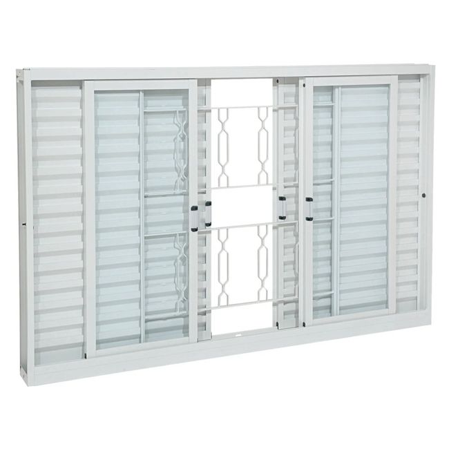 Janela Veneziana Aço Branco Grade Elo 6 Folhas 100x150x12 Prátika Sasazaki