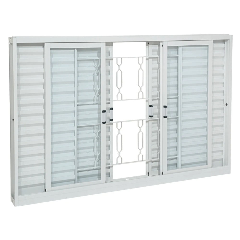 Janela Veneziana Aço Branco Grade Elo 6 Folhas 100x150x12 Prátika Sasazaki