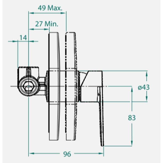 Base monocomando Celite para chuveiro Noronha Riviera