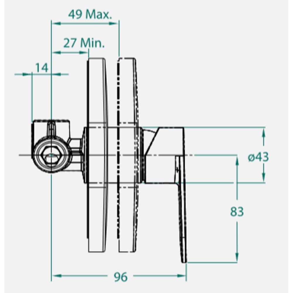 Base monocomando Celite para chuveiro Noronha Riviera