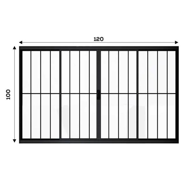 Janela de Alumínio de Correr 100x120 com Grade Preta Ecosul Esquadrisul