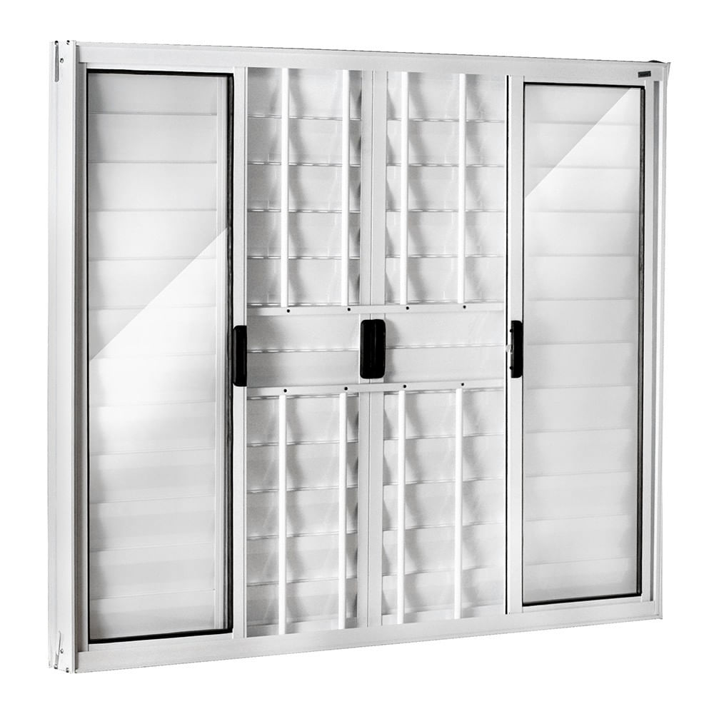 Janela Veneziana de Alumínio 100x120 com Grade Branco Ecosul Esquadrisul