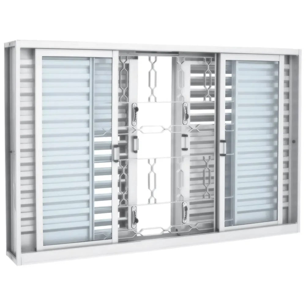 Janela Veneziana Multiflex Aço Branco Grade Elo 6 Folhas 100x150x16 Prátika Sasazaki