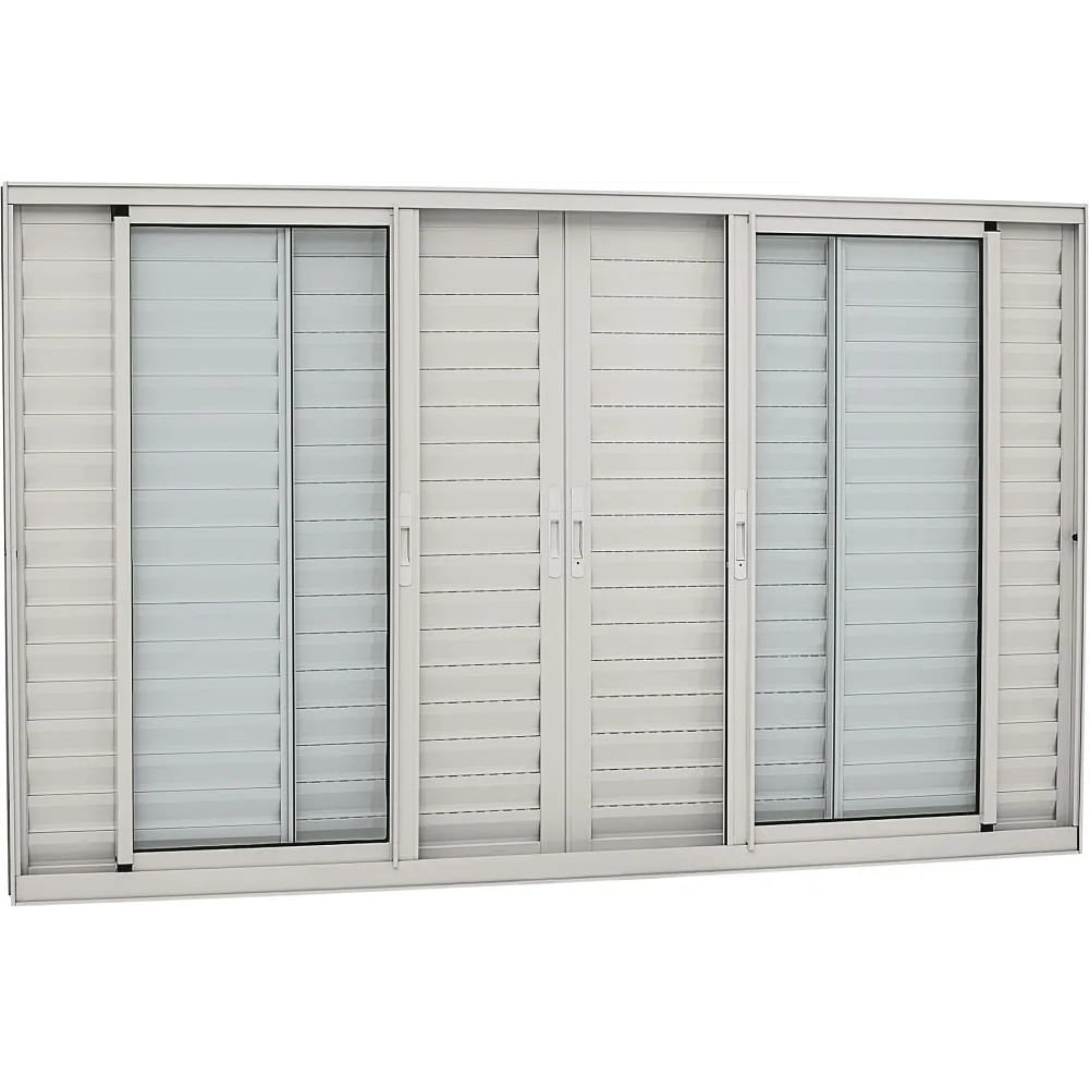 Janela Veneziana Alumínio Branco 6 Folhas 100x200x8 Alumifort Sasazaki