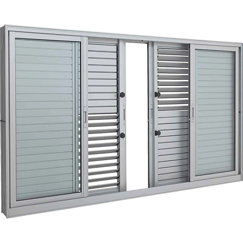 Janela Veneziana Multiflex Alumínio Branco 6 Folhas 100x150x14 Aluminium Sasazaki