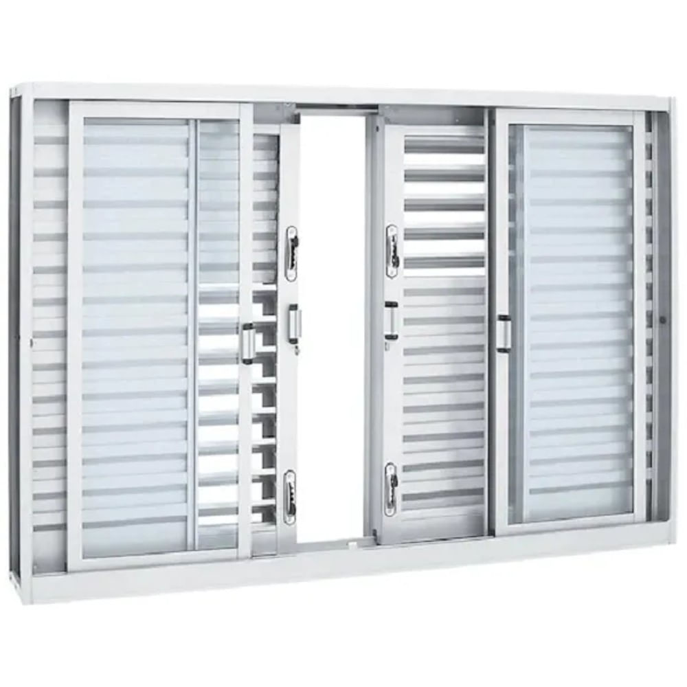 Janela Veneziana Multiflex Aço Branco 6 Folhas 100x200x16 Prátika Sasazaki