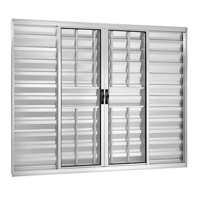 Janela Veneziana De Correr 6 Folhas Móveis Com Grade Vlis 120x150 Brilhante Fortsul Esquadrisul