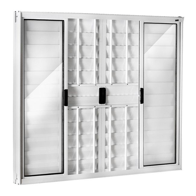 Janela Veneziana de Alumínio 100x150 com Grade Branco Ecosul Esquadrisul
