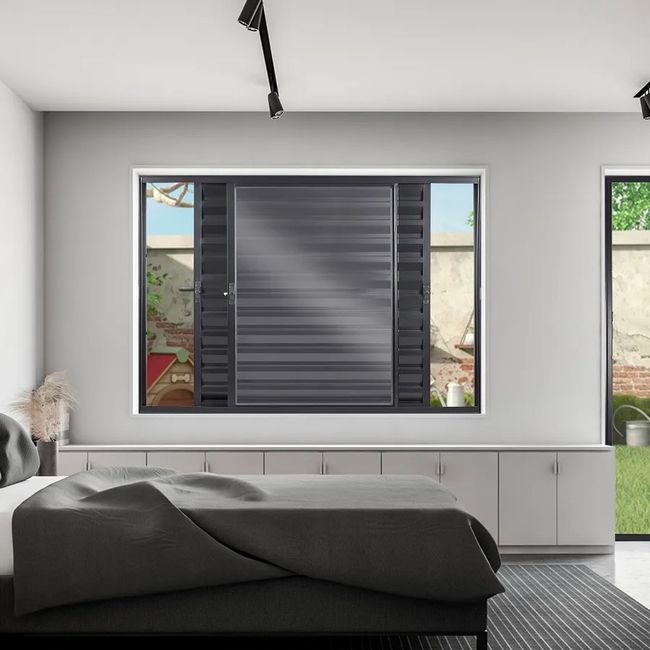 Janela Veneziana De Correr 3 Folhas Móveis Sem Grade Vlis 120x120 Preto Fortsul Esquadrisul