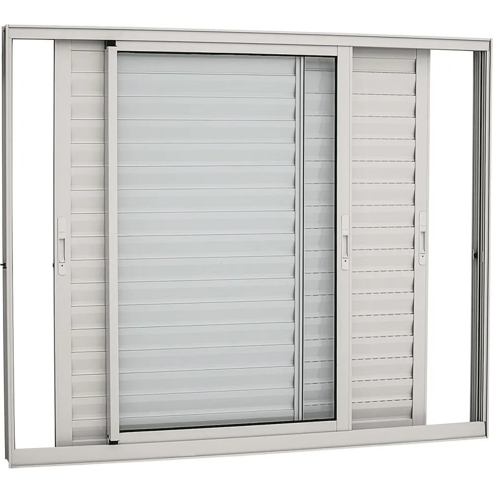 Janela Veneziana Alumínio Branco 3 Folhas Móveis 100x150x8 Alumifort Sasazaki