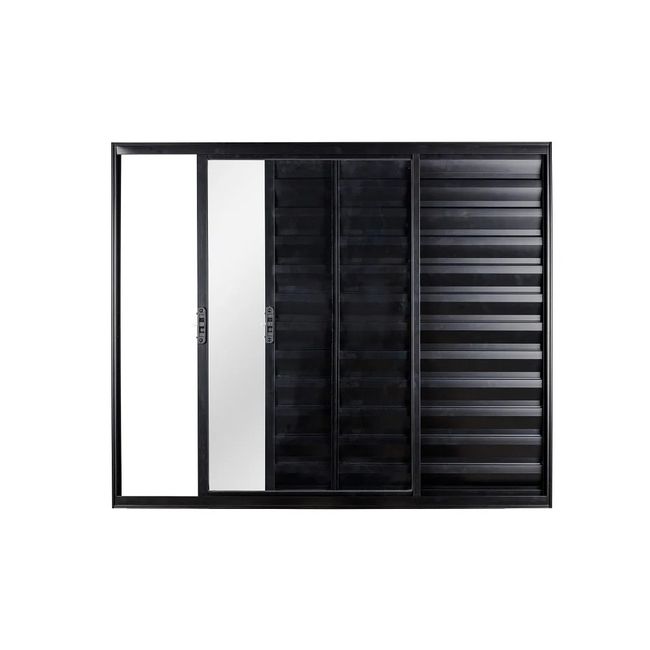 Janela Veneziana de Alumínio 100x150 Direita Preta Ecosul Esquadrisul