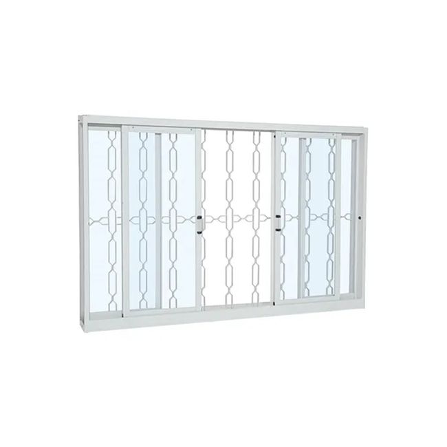 Janela De Correr Aço Branco Grade Elo 4 Folhas 100x150x12 Prátika Sasazaki