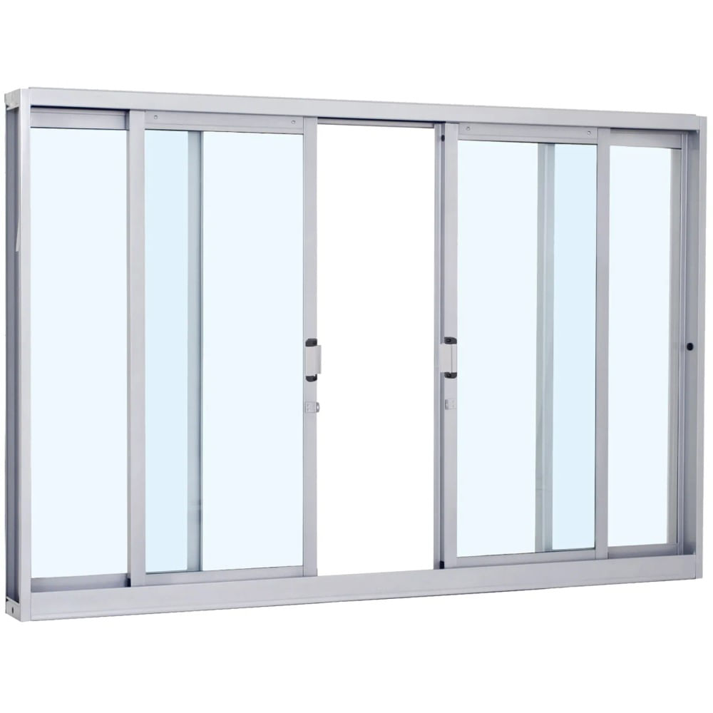 Janela De Correr Aço Branco 4 Folhas 100x200x12 Prátika Sasazaki