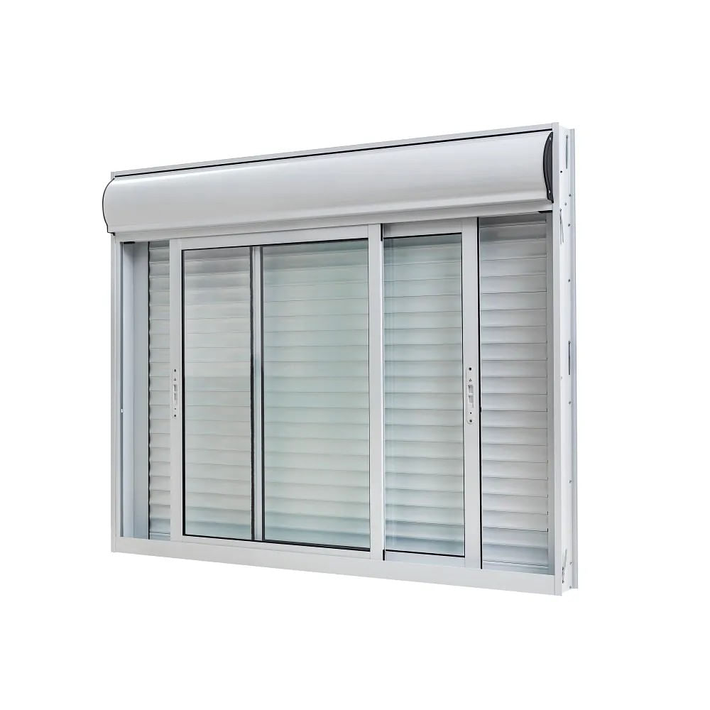 Janela Alumínio Correr 2 Folhas Persiana Automática 110V 120X120X11,7 Branco Brize Ramassol