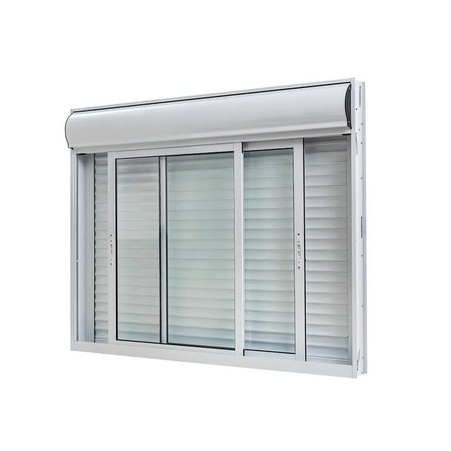 Janela Alumínio Correr 2 Folhas Persiana Automática 110V 120X120X11,7 Branco Brize Ramassol