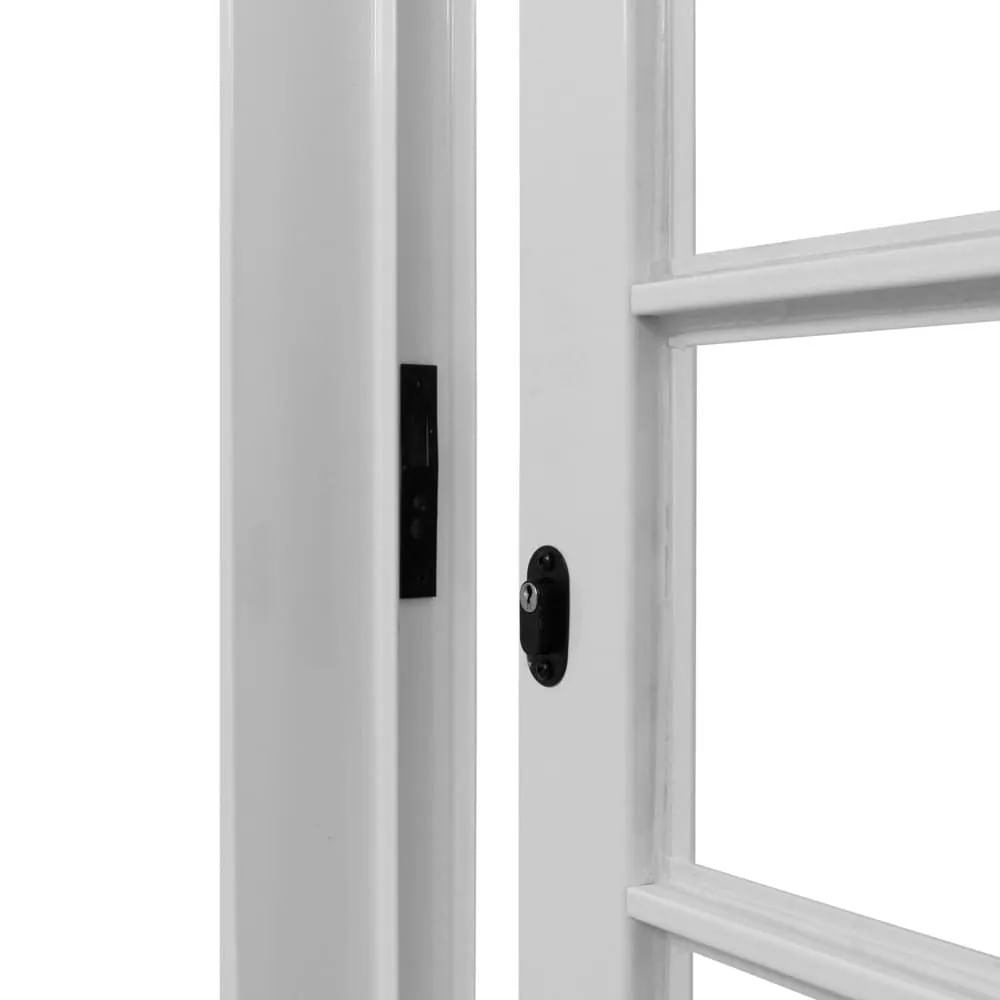 Porta De Correr 2 Folhas Com Grade Quadrada 215X160Cm Req12 Aço Branco Direita Mgm