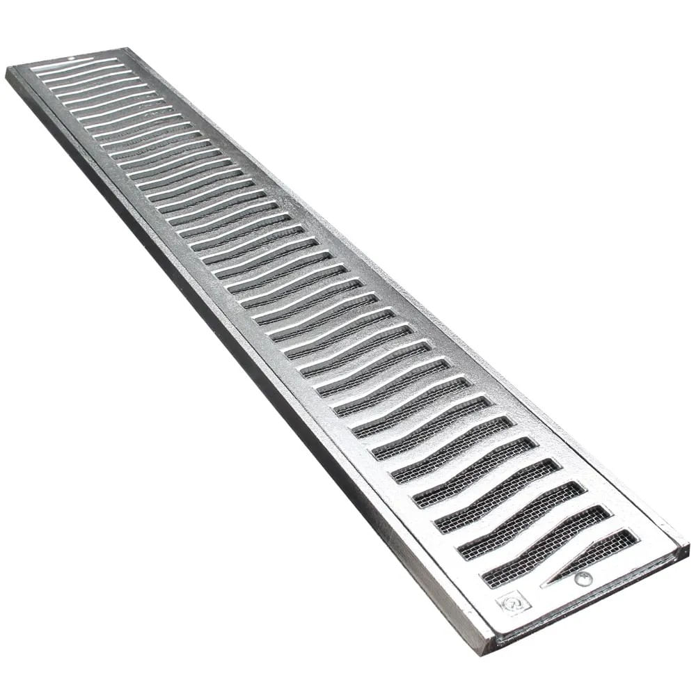 Conjunto Leve Em Alumínio Formado Por Grelha E Porta Grelha Parafusado E Com Tela, Medida 15x100cm Acabamento Martelado Cromado-Costa Navarro