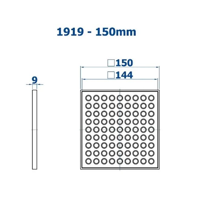 Ralo Grelha Quadrada s/ Fecho com Caixilho 15cm Black Matte Fani
