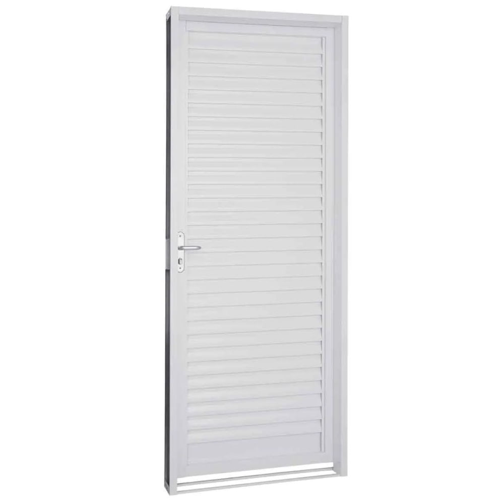 Porta Veneziana Aço Branco Direita 217x87x12 Prátika Sasazaki