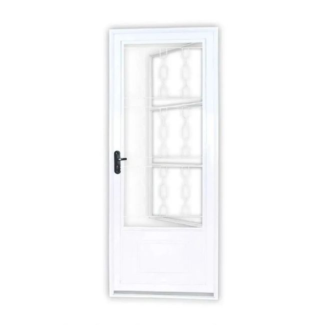 Porta De Giro Almofada Postigo Grade Elo Direita Vidro Mini Boreal 215x85cm Requadro 120mm Branco Minas Sul