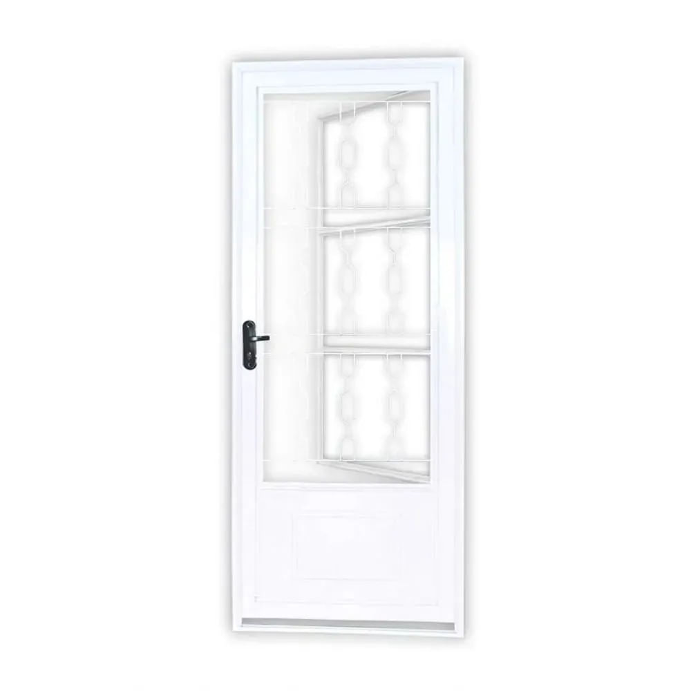 Porta De Giro Almofada Postigo Grade Elo Direita Vidro Mini Boreal 215x85cm Requadro 120mm Branco Minas Sul