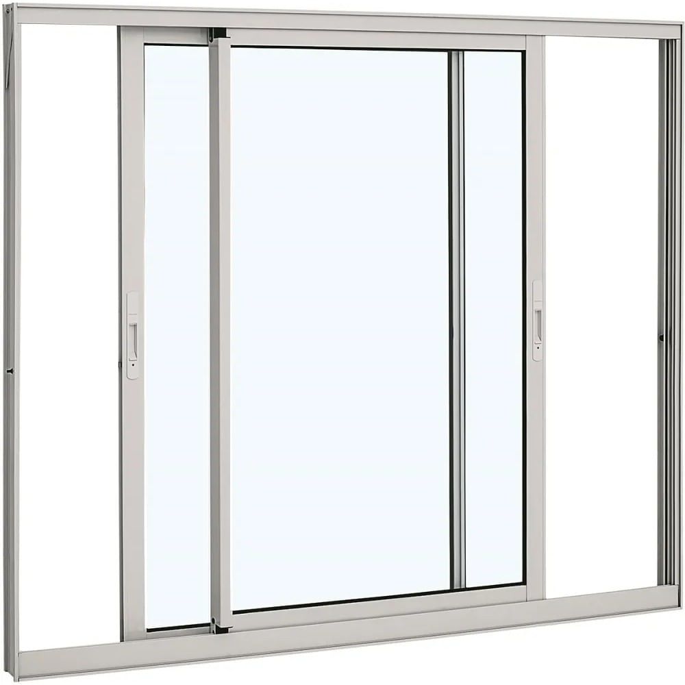 Janela De Correr Alumínio Branco 2 Folhas Móveis 100x120x6 Alumifort Sasazaki