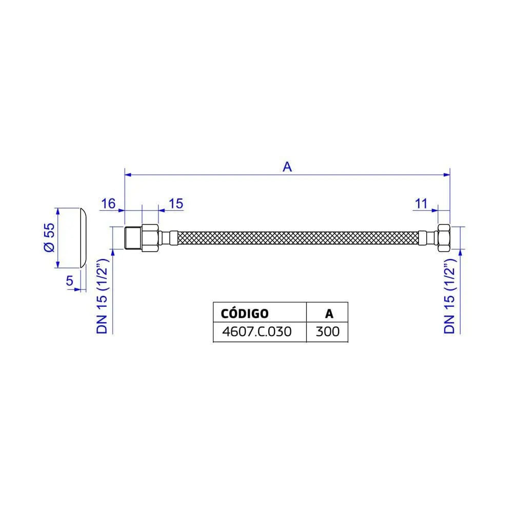 Ligação Flexível Malha de Aço 30 cm Cromado Deca