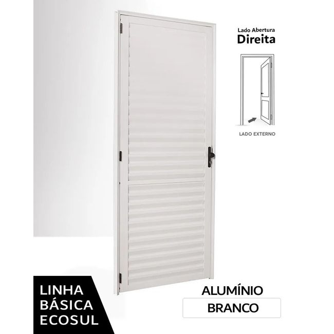 Porta de Alumínio Palheta 210x80 Direita Branco Ecosul Esquadrisul