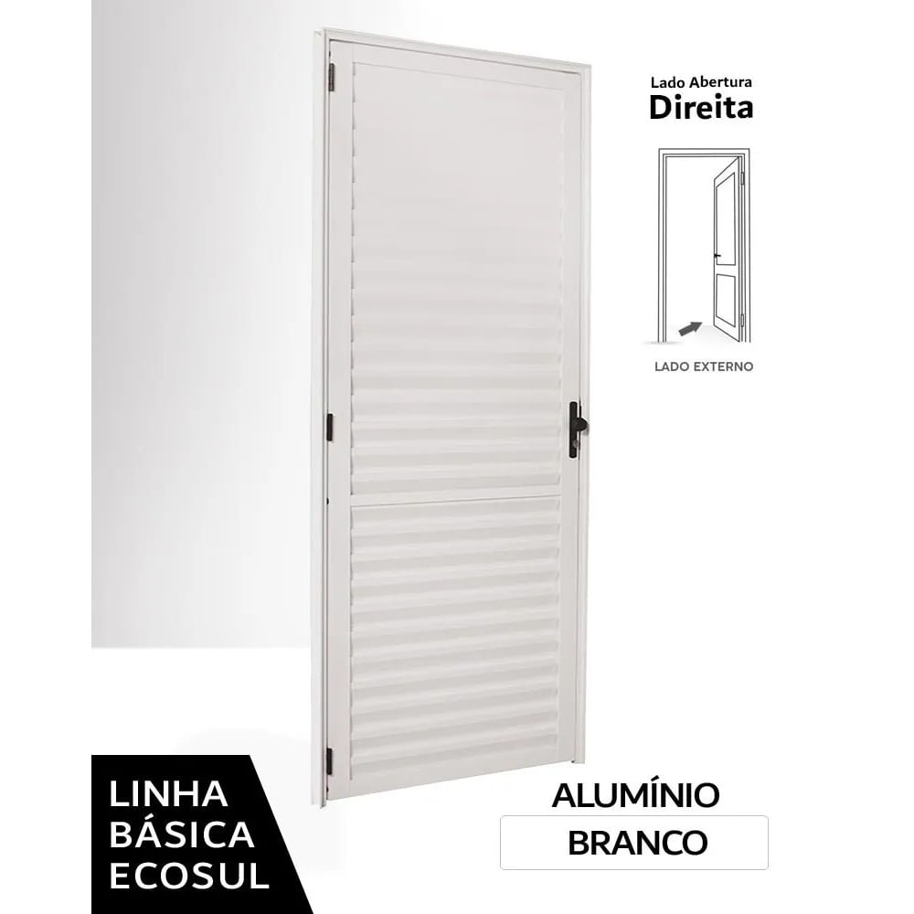 Porta de Alumínio Palheta 210x80 Direita Branco Ecosul Esquadrisul