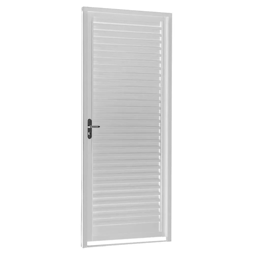 Porta Veneziana Aço Branco Esquerda 217x87x6 Prátika Sasazaki