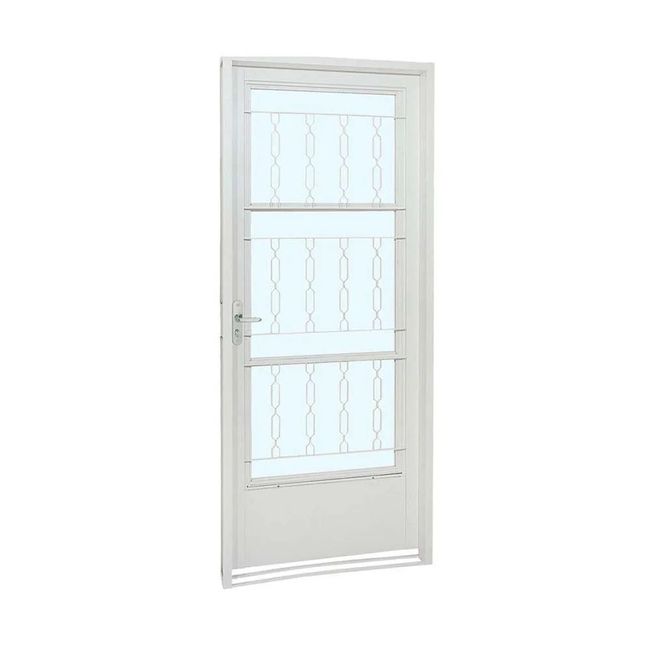 Porta Social Postigo Aço Branco Grade Elo Direita 217x87x8 Prátika Sasazaki