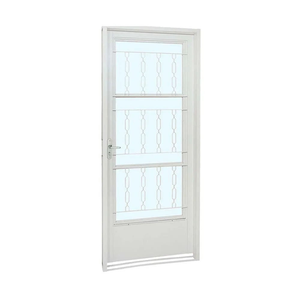 Porta Social Postigo Aço Branco Grade Elo Direita 217x87x8 Prátika Sasazaki