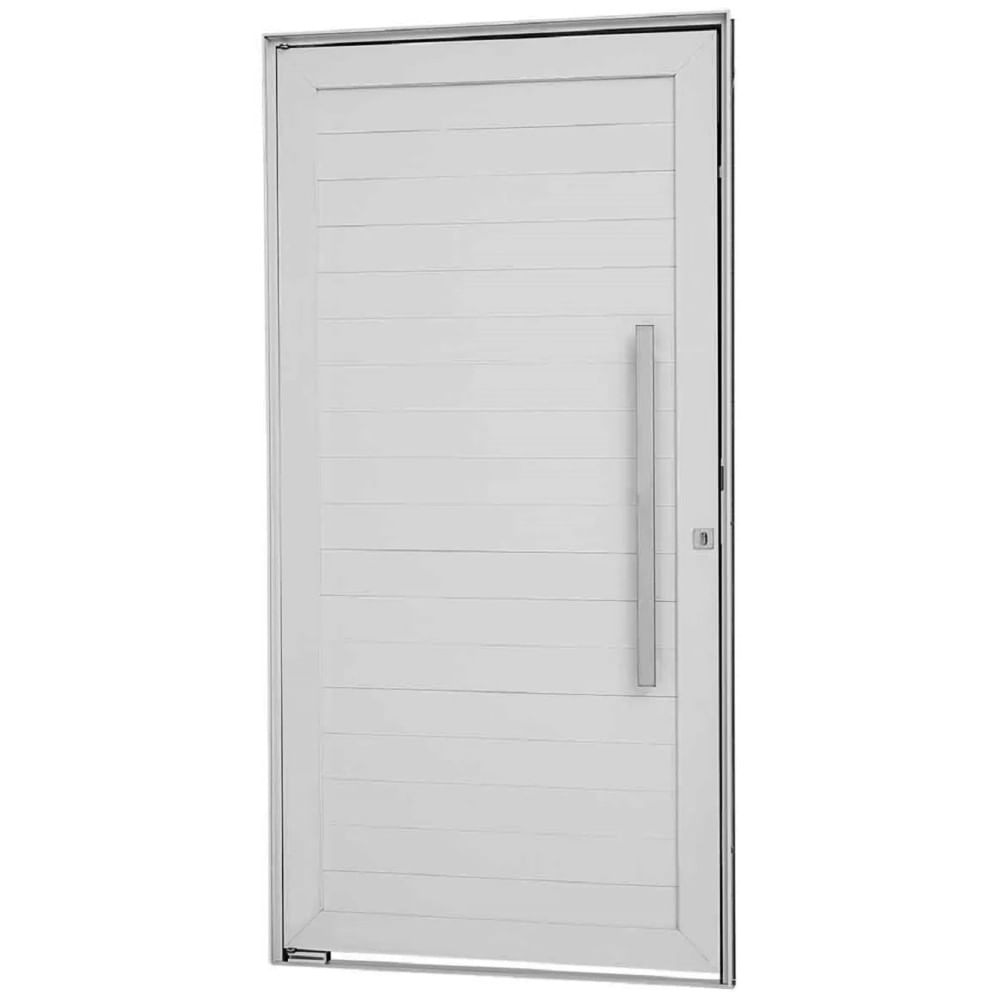 Porta Social Pivotante Lambri Horizontal Alumínio Branco Esquerda 216x100x8 Alumifort Sasazaki