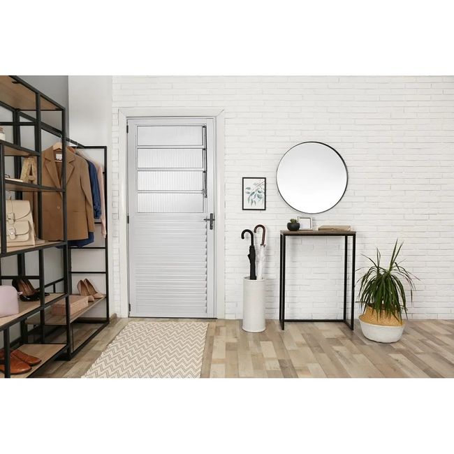 Porta de Alumínio Basculante 210x80 Esquerda Branco Ecosul Esquadrisul